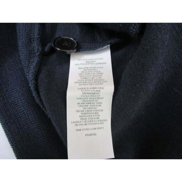 Perry Ellis Mens Sweater Sz XL Navy Blue Shawl Collar Long Sleeve Elbow Patches - Picture 7 of 7